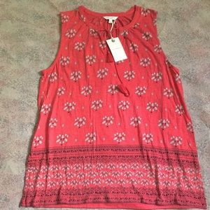Lucky Brand NWT sleeveless summer tunic style top blouse red M
